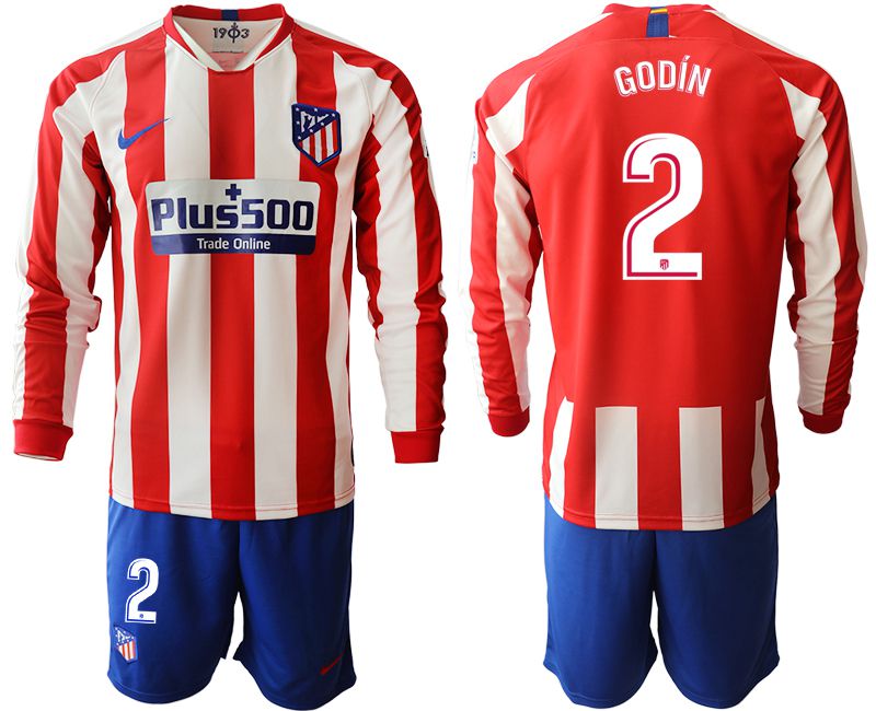 Men 2019-2020 club Atletico Madrid home long sleeves #2 red Soccer Jerseys